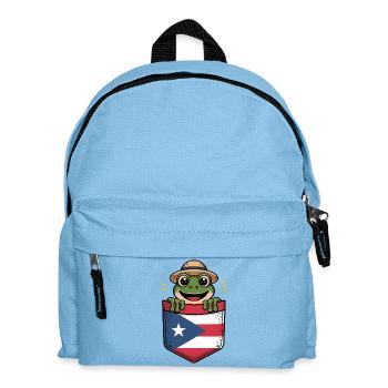Puerto Rico Coqui With Straw Hat In Flag - Kids' Backpack - light blue - Front