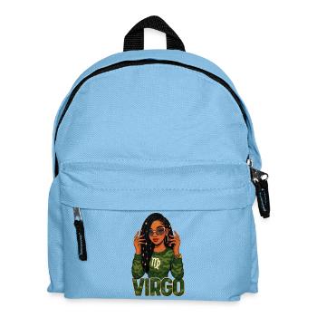 Jungfrau-Königin – Lock-Afro-Mädchen-Weisheits-Vibes - Kinder Rucksack - Hellblau - Vorne