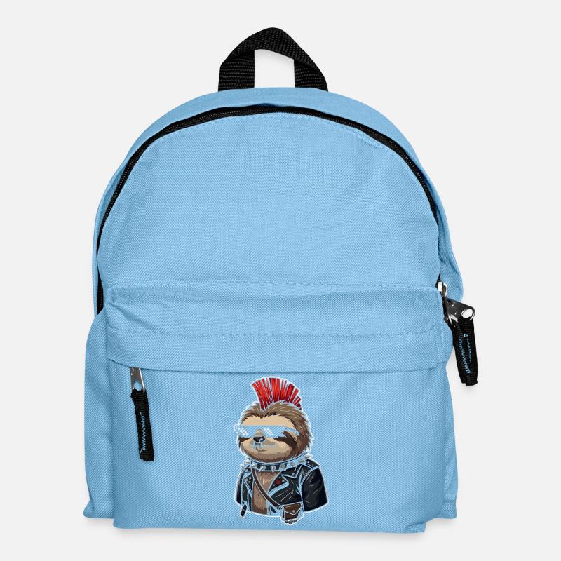 Punk sloth in leather look - Kids' Backpack - light blue