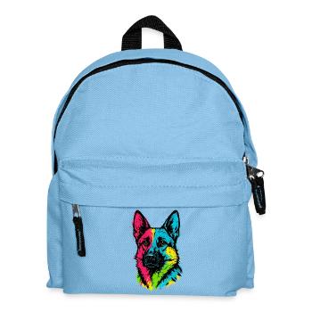 German Shepherd Pop Art Multicolor Dog Portrait - Kids' Backpack - light blue - Front