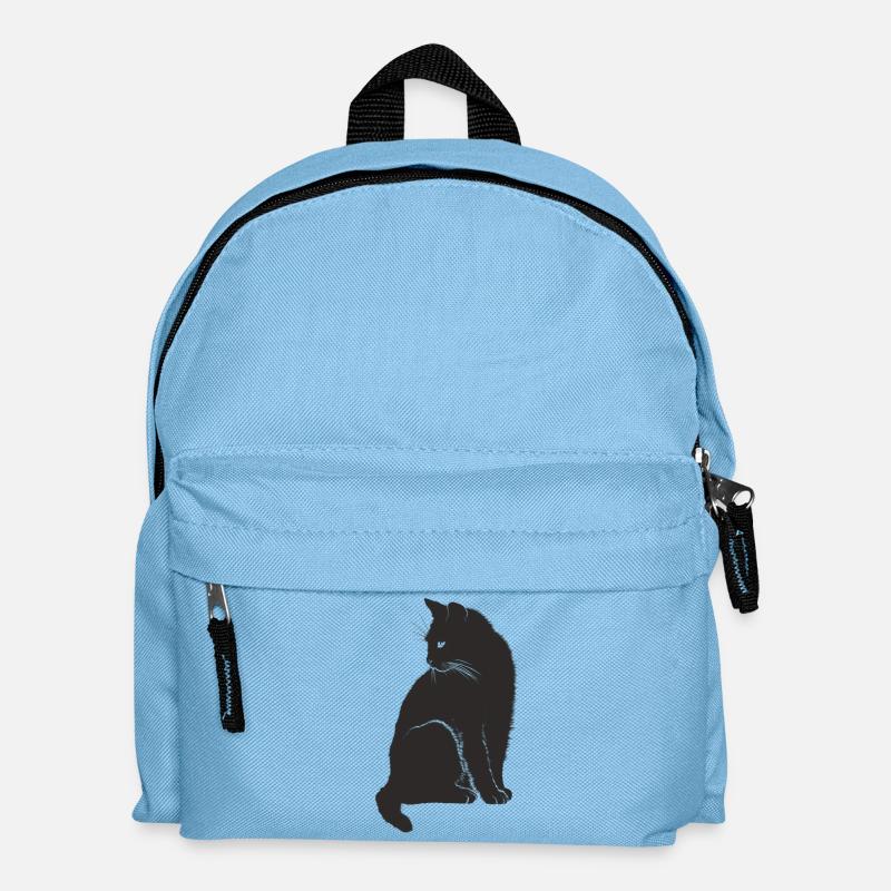 Schwarze Katze - Kinder Rucksack - Hellblau