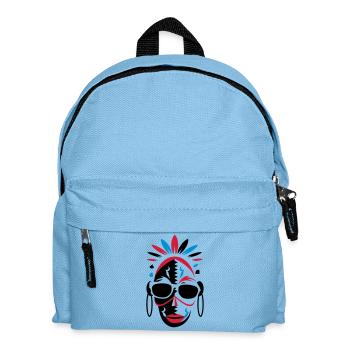 afrikanische Maske mit Sonnenbrille als Stencil - Kinder Rucksack - Hellblau - Vorne