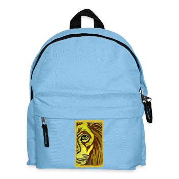 Lion Portrait in Yellow-Brown Style Lion Portrait - Kids' Backpack - light blue - Front