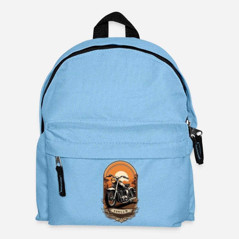 Retro Motorrad - Kinder Rucksack - Hellblau