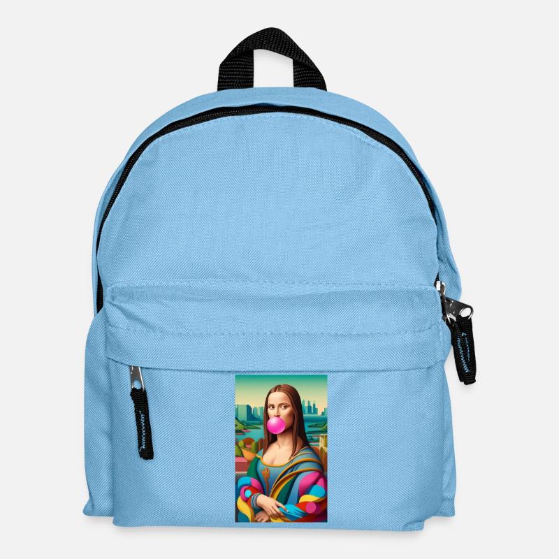 Mona lisa as a model 80s style with bubble gum - Sac à dos Enfant - bleu clair
