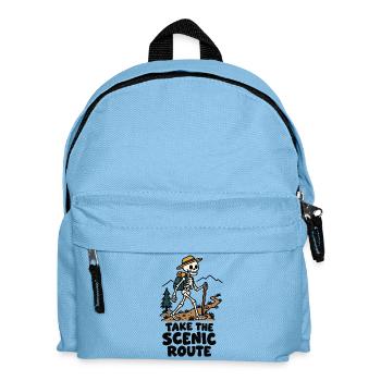 Nimm die Scenic Route – Lustiges Wanderskelett - Kinder Rucksack - Hellblau - Vorne