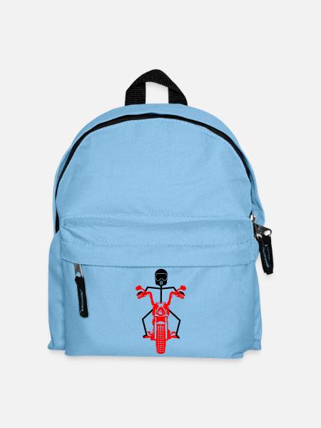 Schwarze Strichmännchen mit rotem Motor - Kinder Rucksack - Hellblau