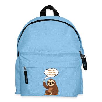 Kein Stress Faultier Motiv - Kinder Rucksack - Hellblau - Vorne