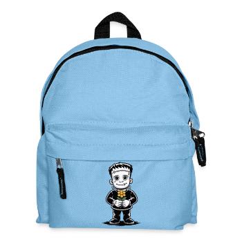 Cute Stitched Monster Boy with Orange Flower - Kids' Backpack - light blue - Front