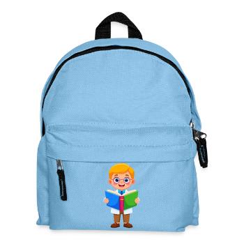 Garçon à lunettes lisant un livre – rat de bibliothèque - Sac à dos Enfant - bleu clair - Devant