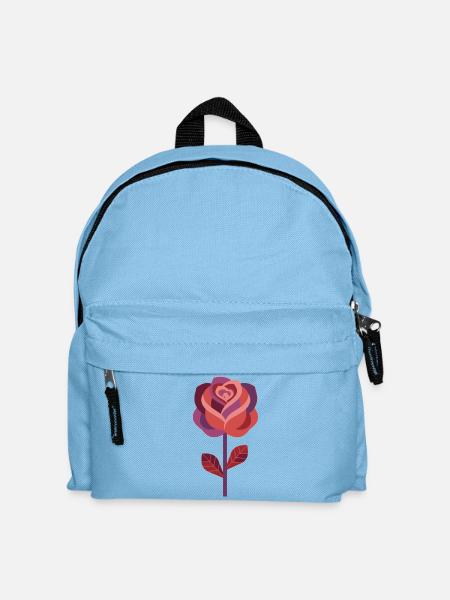 Grafische Rose in warmen Rottönen - Kinder Rucksack - Hellblau