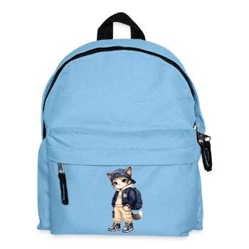 Cat Streetwear blaue Kapuze - Kinder Rucksack - Hellblau - Vorne