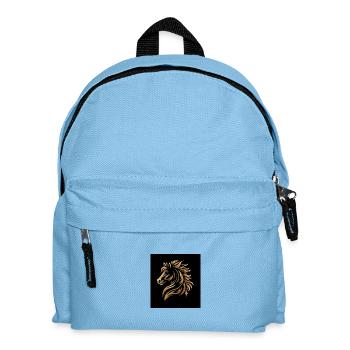 Goldener Pferdekopf Flammenstil - Kinder Rucksack - Hellblau - Vorne