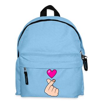 Finger heart love sign on black - Kids' Backpack - light blue - Front