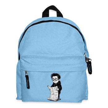 Sad boy reading black newspaperwhite - Kids' Backpack - light blue - Front
