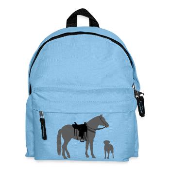 Dog and horse - Western rider - Kids' Backpack - light blue - Front