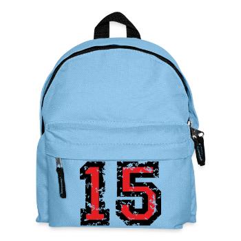 Le numéro quinze - No. 15 (deux couleurs) rouge - Sac à dos Enfant - bleu clair - Devant