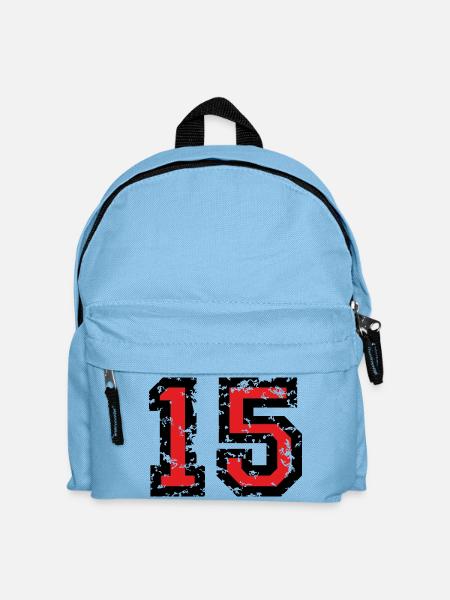 The Number Fifteen - No. 15 (two-color) red - Kids' Backpack - light blue