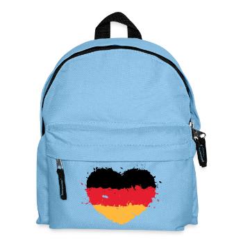 Deutschland Herz – Schwarz Rot Gold Flagge - Kinder Rucksack - Hellblau - Vorne