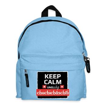 KeepCalm und Schweizerdeutsch - Kinder Rucksack - Hellblau - Vorne