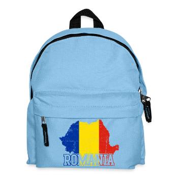 Romania Map Flag Emblem - Kids' Backpack - light blue - Front