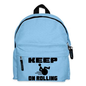 Fahren Sie mit Ihrem Rollstuhl weiter # - Kinder Rucksack - Hellblau - Vorne