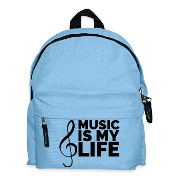 La musique est ma vie Logo du musicien Symbole Clé - Sac à dos Enfant - bleu clair - Devant