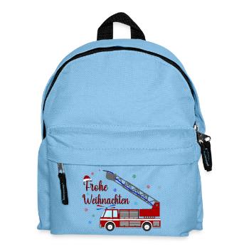 Feuerwehrauto Weihnachten - Kinder Rucksack - Hellblau - Vorne