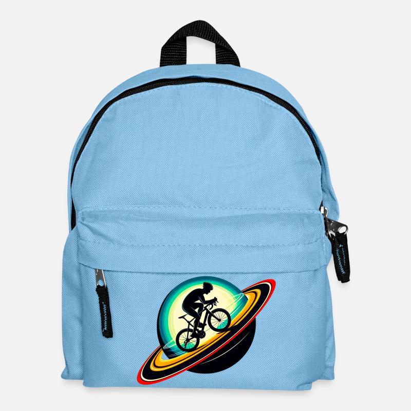 Radfahrer auf dem Saturn - Kinder Rucksack - Hellblau