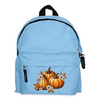 Autumn pumpkins with flowers & foliage in warm colours - Kids' Backpack - light blue - Front
