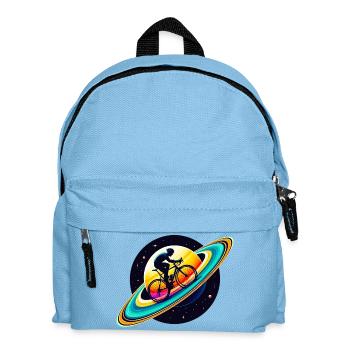 Radfahrer auf dem Saturn - Kinder Rucksack - Hellblau - Vorne