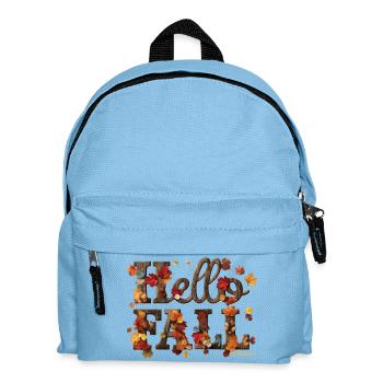 Hello Fall Warm Autumn Leaves & Wood Style Letters - Sac à dos Enfant - bleu clair - Devant
