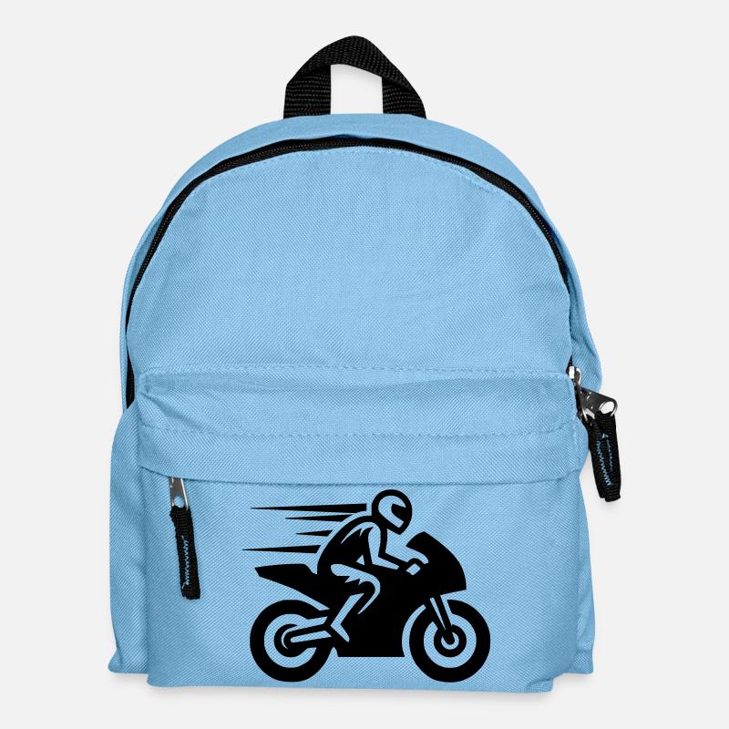 Moto de course Moto Moto Machine de course - Sac à dos Enfant - bleu clair