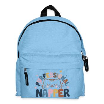 Whimsical Cat with Peaceful Expression - Kids' Backpack - light blue - Front