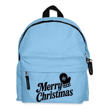 Merry Christmas mit Schneeflocken-Handschuh - Kinder Rucksack - Hellblau - Vorne