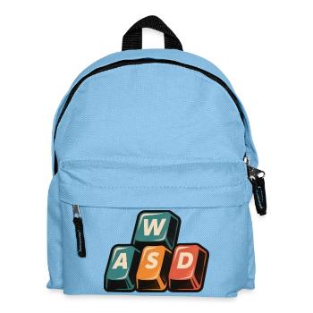WASD Gaming Tasten - Lustiges Zocker Geschenk - Kinder Rucksack - Hellblau - Vorne