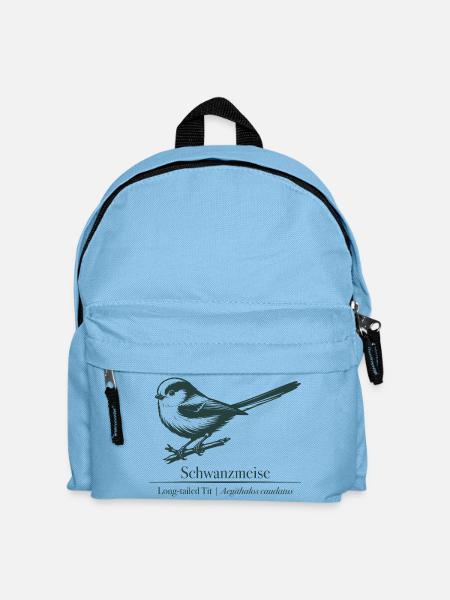 Schwanzmeise Silhouette | Ornithologie | Zeichnung - Kinder Rucksack - Hellblau
