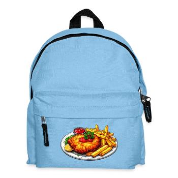 Schnitzel mit Pommes - Kinder Rucksack - Hellblau - Vorne
