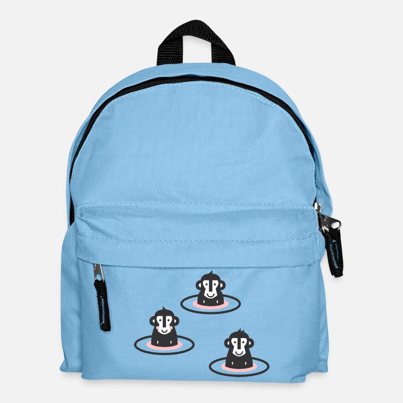 Three Japanese snow monkeys l macaques in onsen l pink - Kids' Backpack - light blue