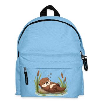 Sleeping Otter at the Pond Cute Animal Motif - Kids' Backpack - light blue - Front