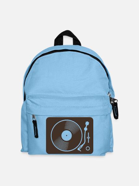 Retro Plattenspieler Vinyl Design - Kinder Rucksack - Hellblau