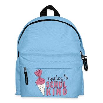 Schulkind 2026 Einschulung Geschenk Erstklässler - Kinder Rucksack - Hellblau - Vorne