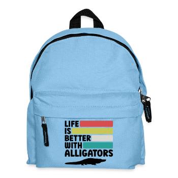 Alligator Retro Reptile Fan - Kids' Backpack - light blue - Front