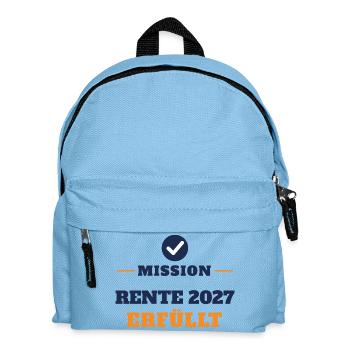 Rente 2027 – Mission erfüllt Ruhestand Geschenk - Kinder Rucksack - Hellblau - Vorne