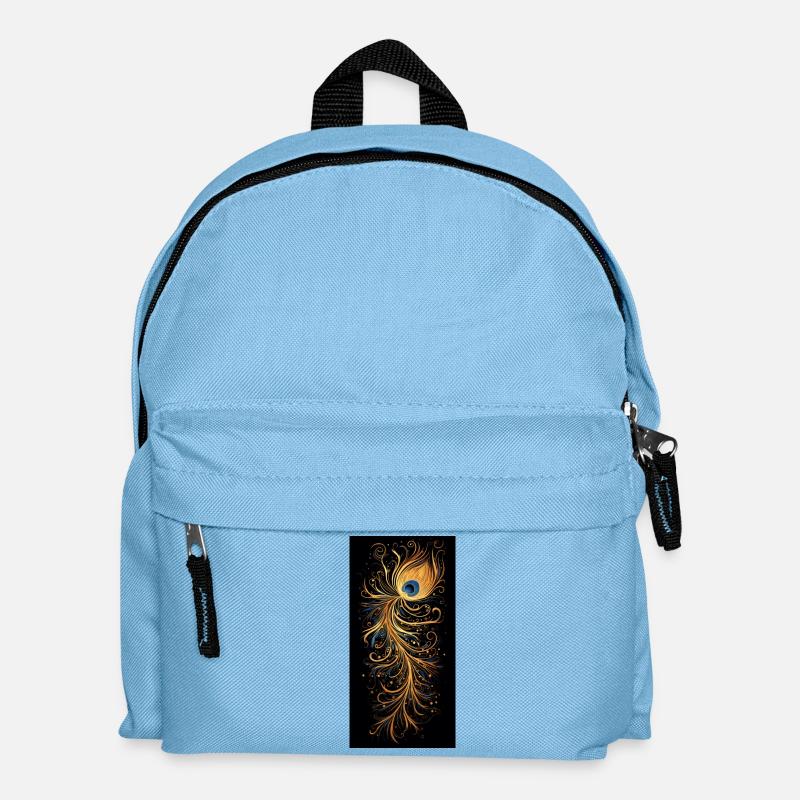 Goldene Feder Pfau - Kinder Rucksack - Hellblau