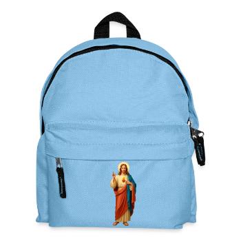 Jesus mit Brot Dreifarbige Gewänder - Kinder Rucksack - Hellblau - Vorne