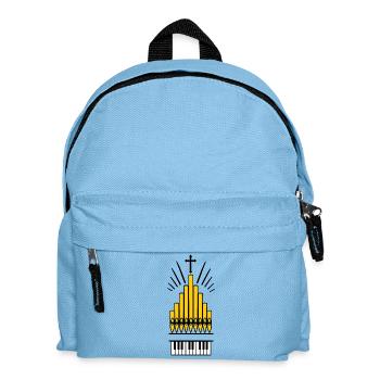 Logo Church organ and cross copper-coloured organ pipes - Kids' Backpack - light blue - Front
