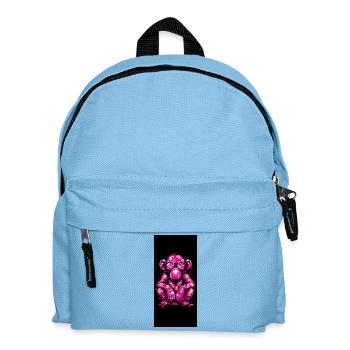 Rosa Graffiti-Affe mit Brille - Kinder Rucksack - Hellblau - Vorne