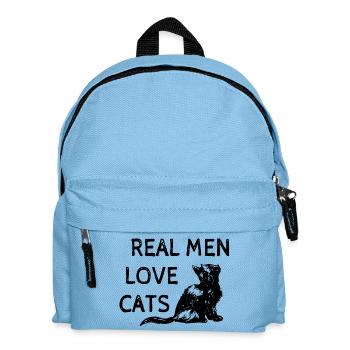 Echte Männer lieben Katzen Kätzchen sitzen - Kinder Rucksack - Hellblau - Vorne