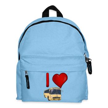 J’adore les bus : Heart et Vintage Bus - Sac à dos Enfant - bleu clair - Devant